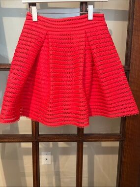 Express Bright Red Crochet Circle Skirt